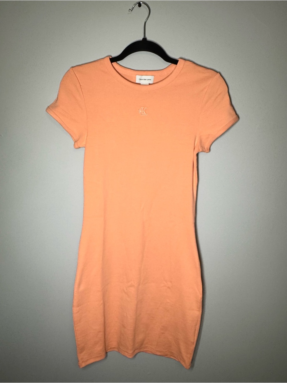 Calvin Klein Peach Short-Sleeve Tee Dress with CK Logo